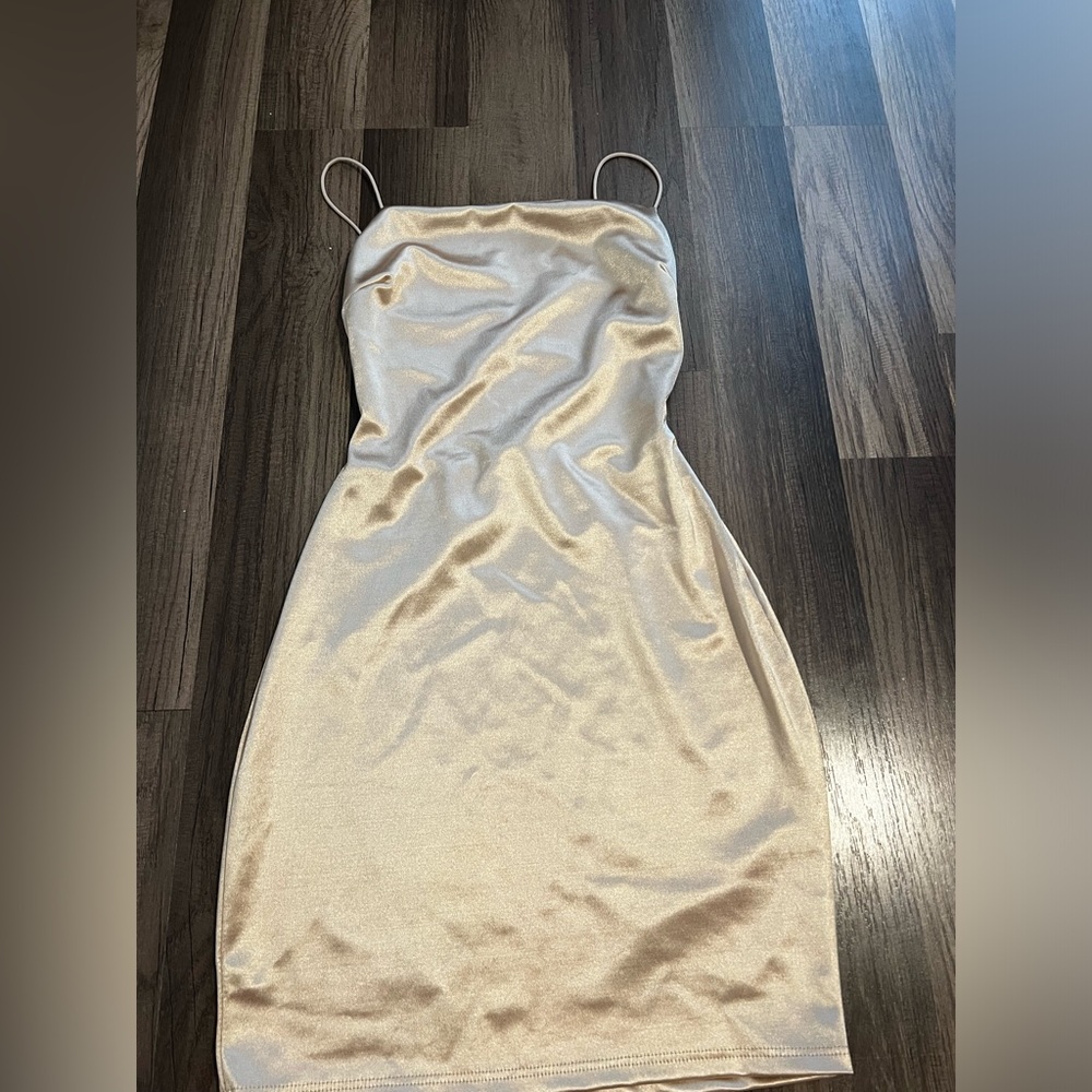 Windsor champagne open back dress